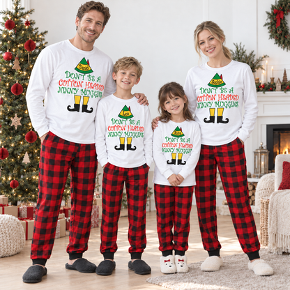 Personalized “Cotton Headed Ninny Muggins” Christmas Pajama Set – White