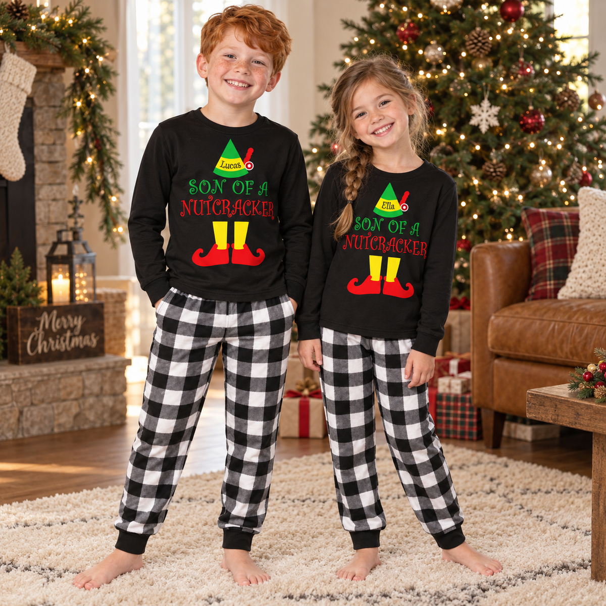 Personalized “Son of a Nutcracker” Christmas Pajama Set – Black
