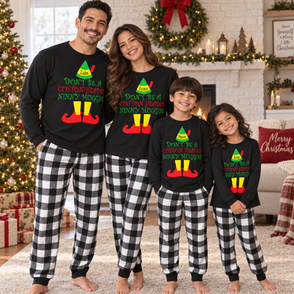 Personalized “Cotton Headed Ninny Muggins” Christmas Pajama Set – Black