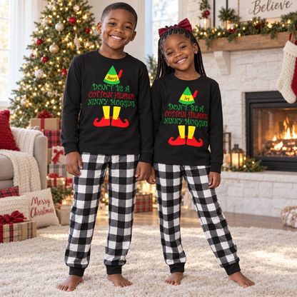 Personalized “Cotton Headed Ninny Muggins” Christmas Pajama Set – Black