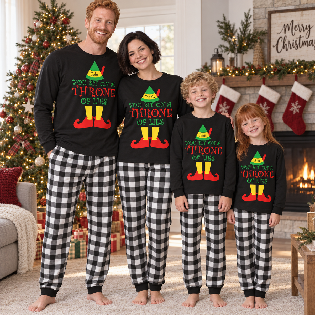 Personalized “Throne of Lies” Christmas Pajama Set – Black