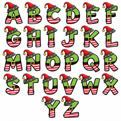 Personalized Elf Initial Christmas Pajama Set – Classic Green Sleeves