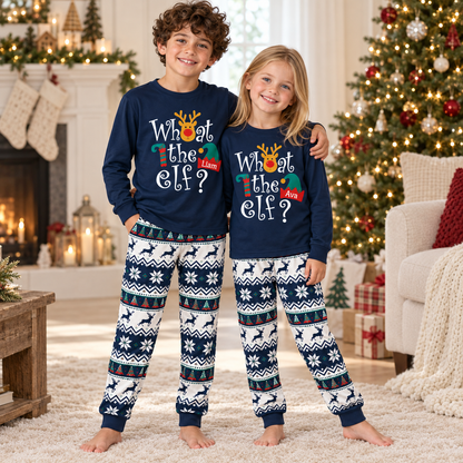 Personalized “What the Elf?” Christmas Pajama Set