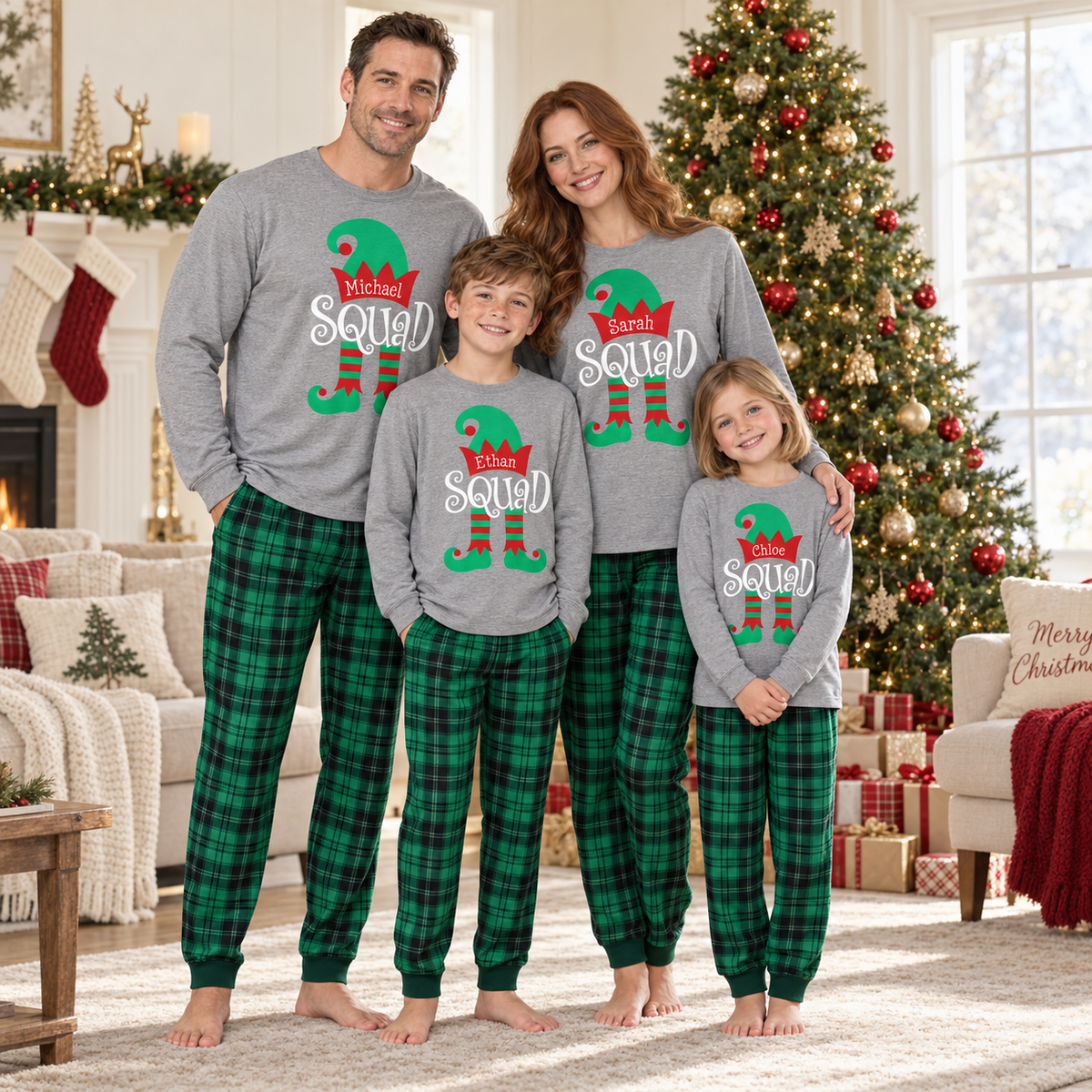 Personalized Elf Squad Christmas Pajama Set