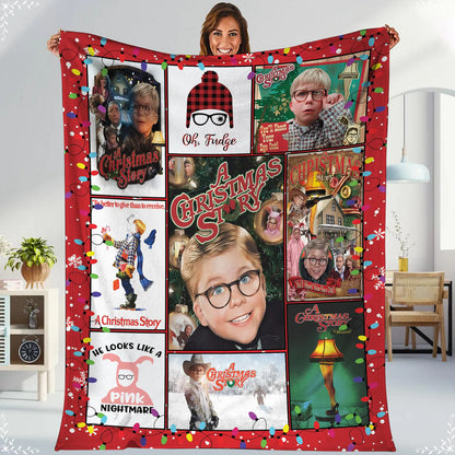 Retro Holiday Boy Fleece Blanket – Funny Red Sweater Christmas Throw for Bed, Couch & Sofa
