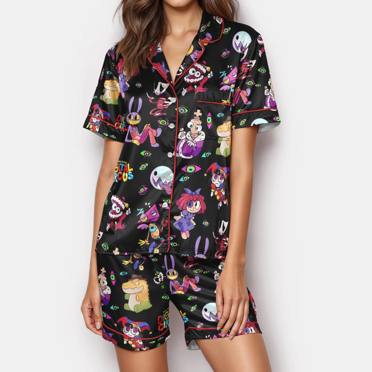 Black Circus Mania Satin Pajamas