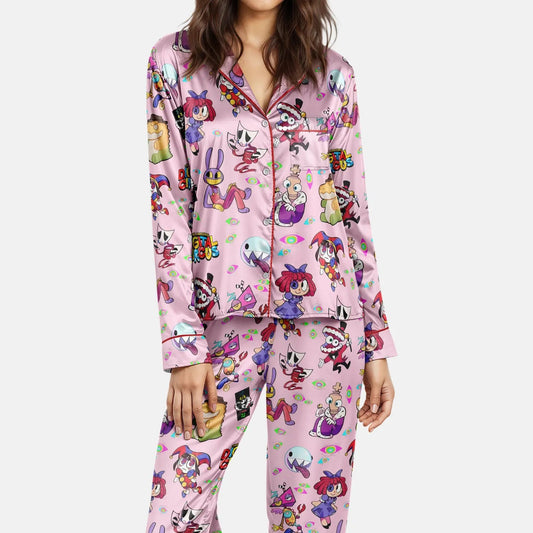 Pink Circus Mania Satin Pajamas