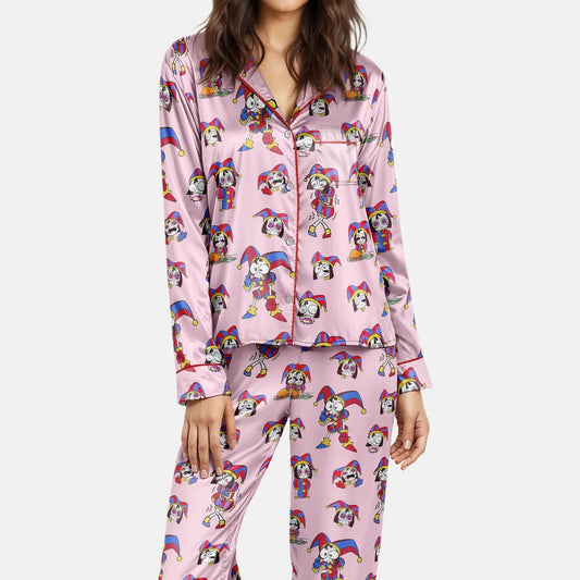 Pink Jester Fun Satin Pajamas