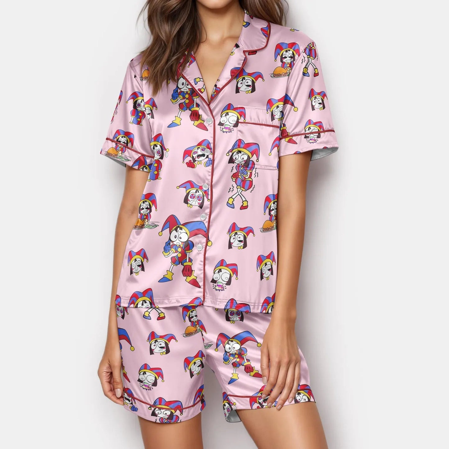 Pink Jester Fun Satin Pajamas