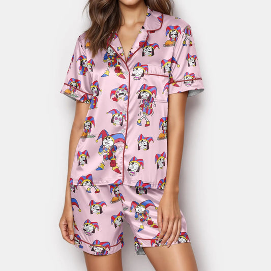 Pink Jester Fun Satin Pajamas