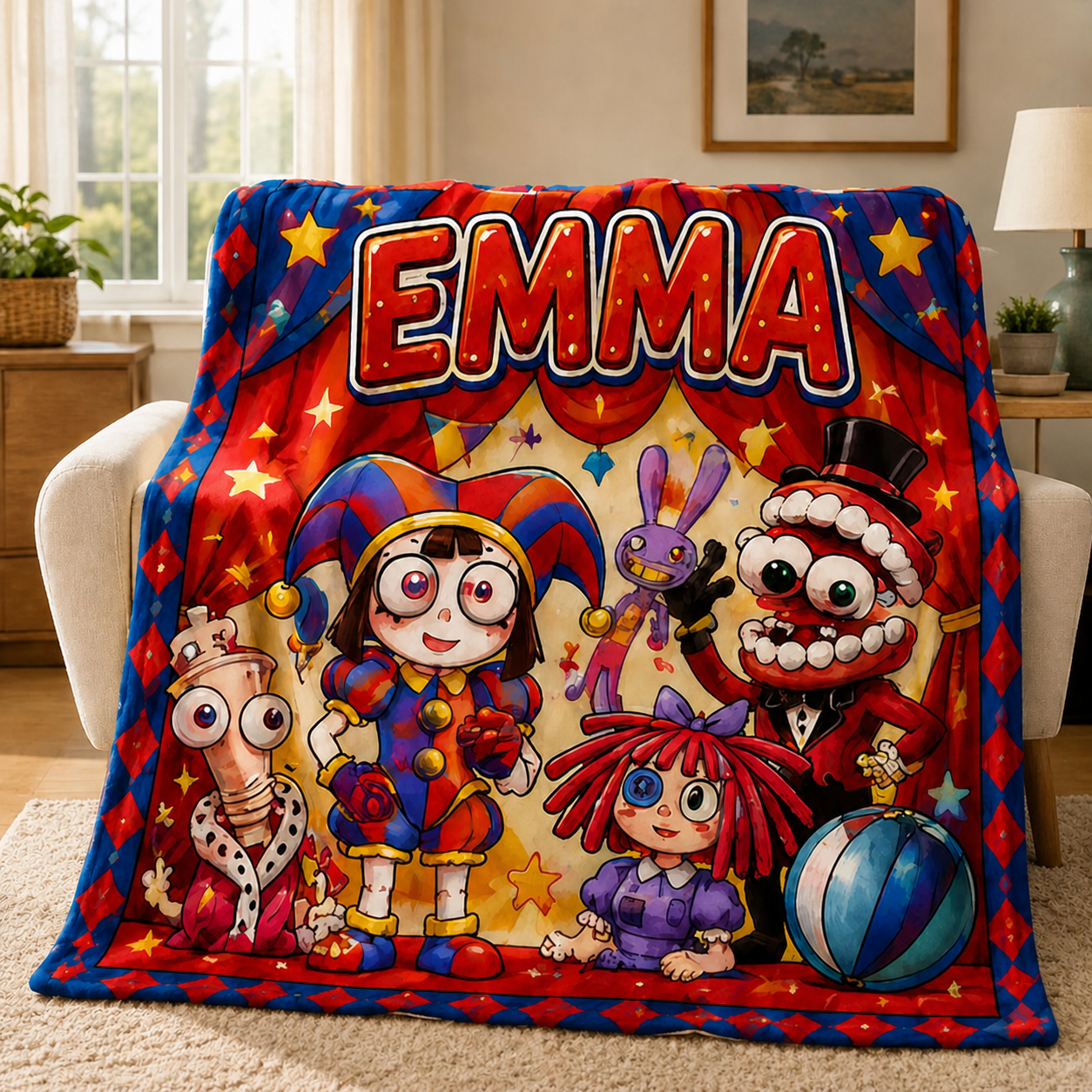Personalized Circus Adventure Blanket with Custom Name