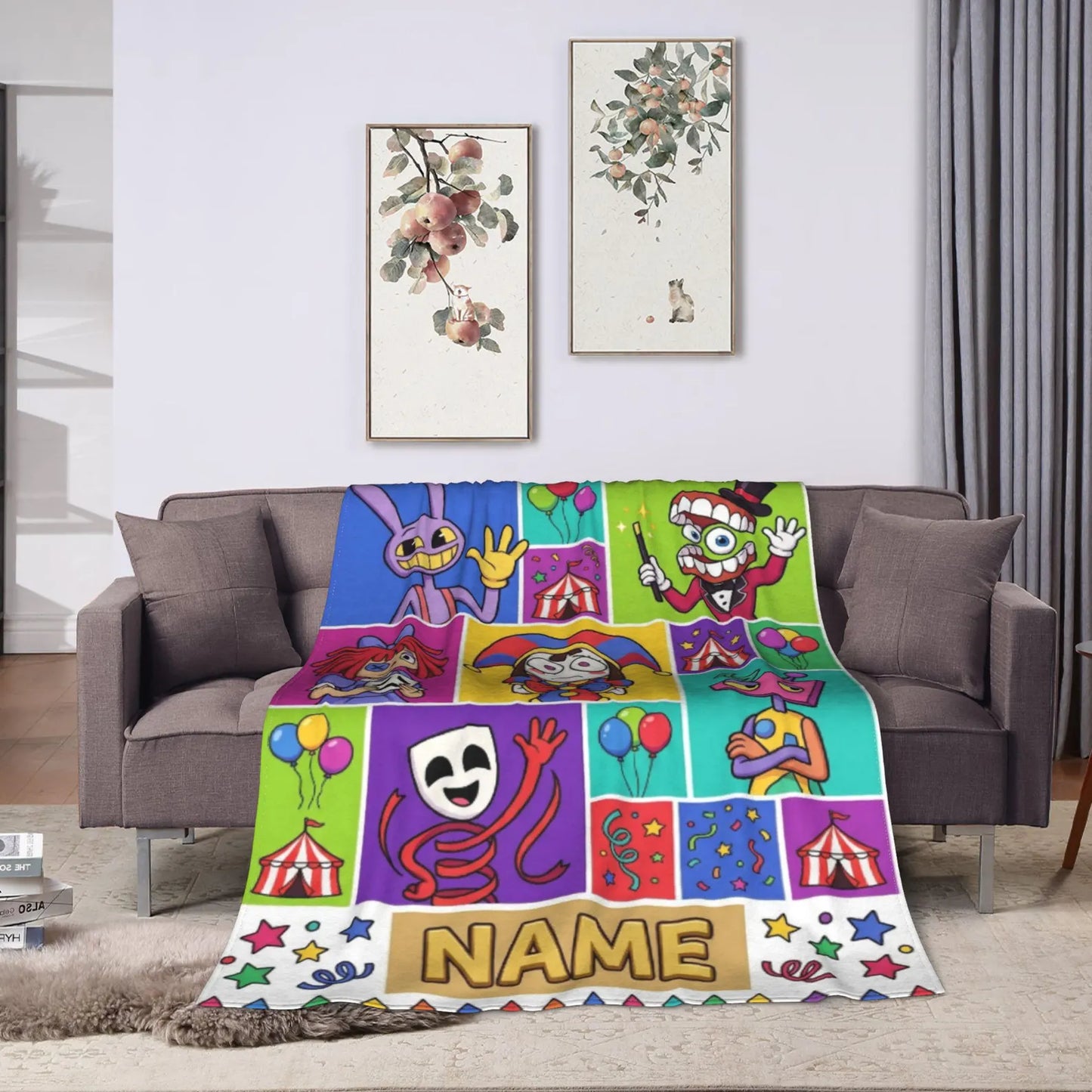 Circus Comic Custom Name Plush Blanket