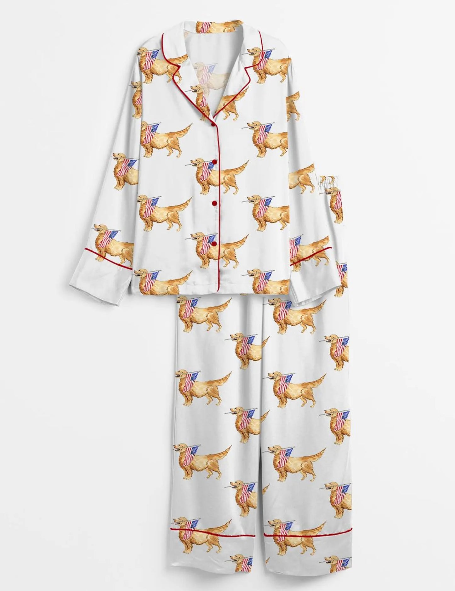 The USA 250th Anniversary Patriotic Golden Retriever Pajamas – American Flag Summer Sleepwear