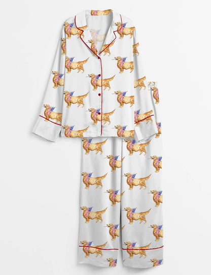 The USA 250th Anniversary Patriotic Golden Retriever Pajamas – American Flag Summer Sleepwear