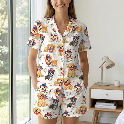 The USA 250th Anniversary Patriotic Dog Pajamas – Fourth of July Puppy Sleepwear Gift for Her