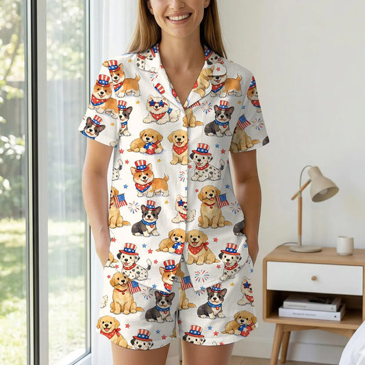 The USA 250th Anniversary Patriotic Dog Pajamas – Fourth of July Puppy Sleepwear Gift for Her