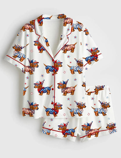 The USA 250th Anniversary Patriotic Dachshund Pajamas – Cute Puppy Fourth of July Sleepwear