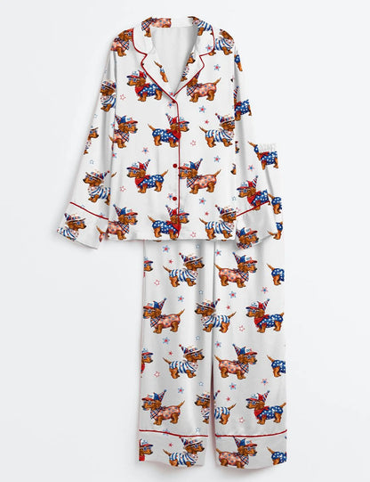The USA 250th Anniversary Patriotic Dachshund Pajamas – Cute Puppy Fourth of July Sleepwear