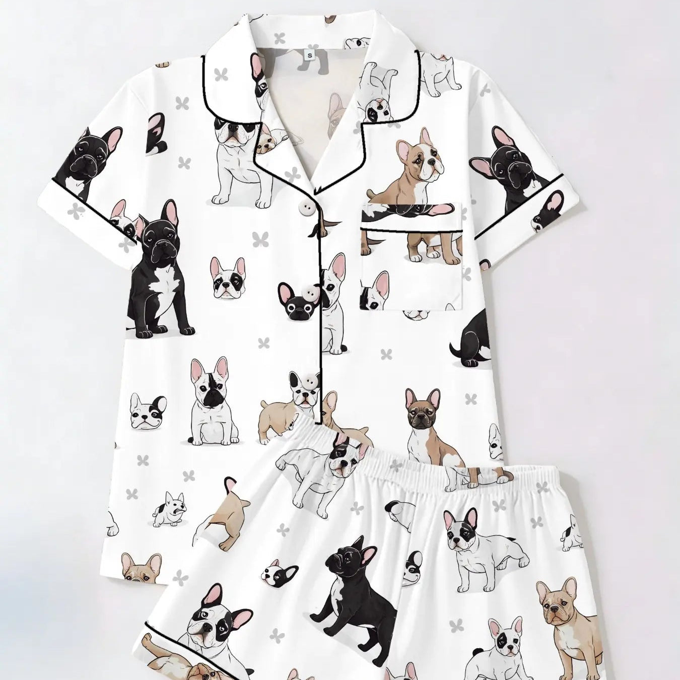 Luxury Satin Pajama Set - Cute French Bulldog Dog Lover Sleepwear Loungewear Gift