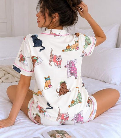 Luxury Satin Pajama Set - Cute Dachshund Dog Mom Pet Lover Sleepwear Loungewear