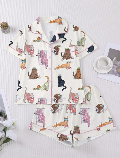 Luxury Satin Pajama Set - Cute Dachshund Dog Mom Pet Lover Sleepwear Loungewear