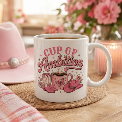 Cup of Ambition Pink Western Ceramic Mug