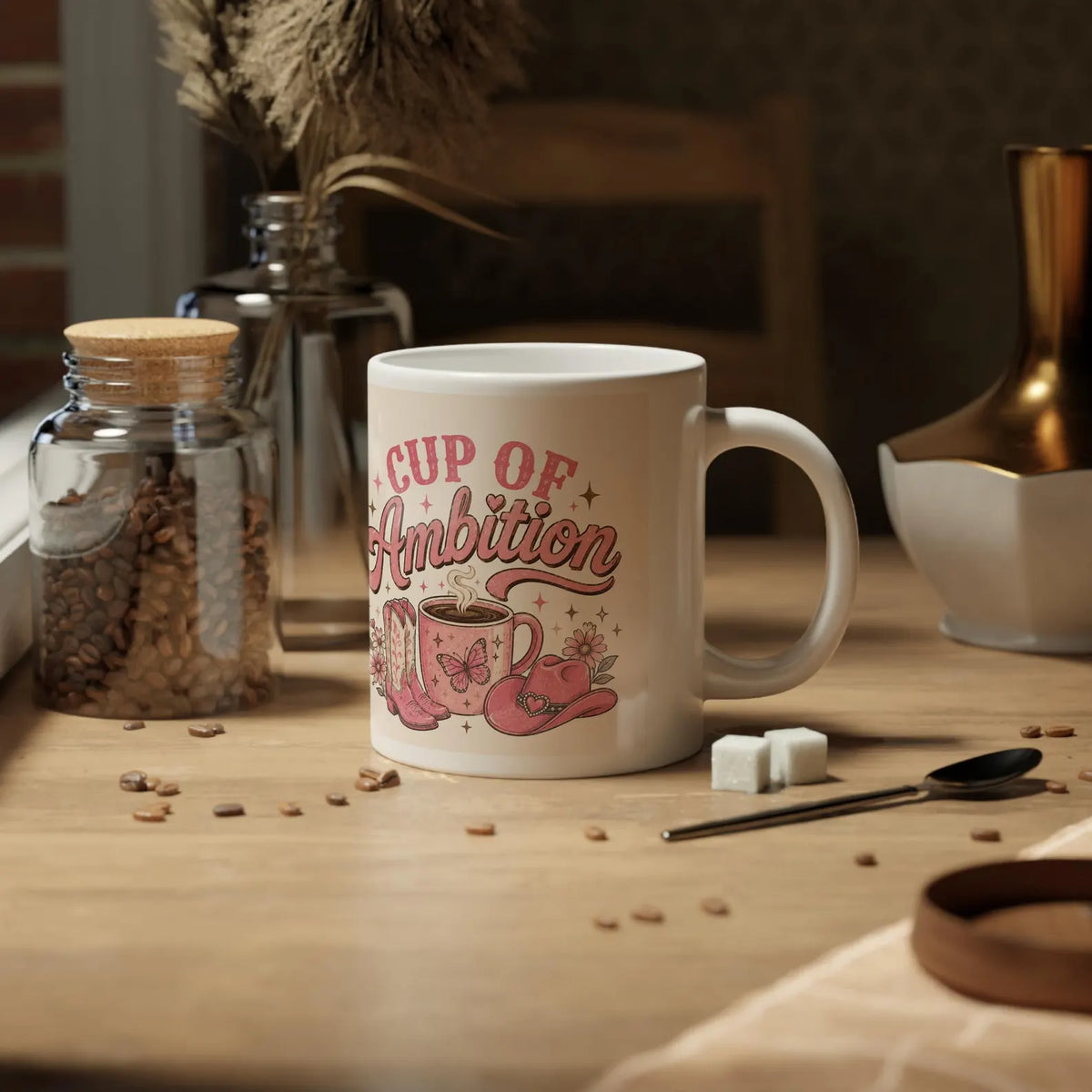 Cup of Ambition Pink Western Ceramic Mug