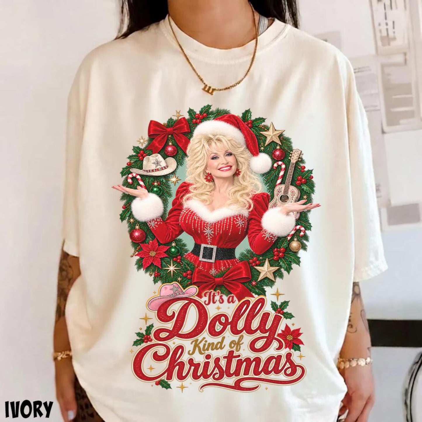 It's a Retro Christmas Wreath Country Star Holiday T-Shirt