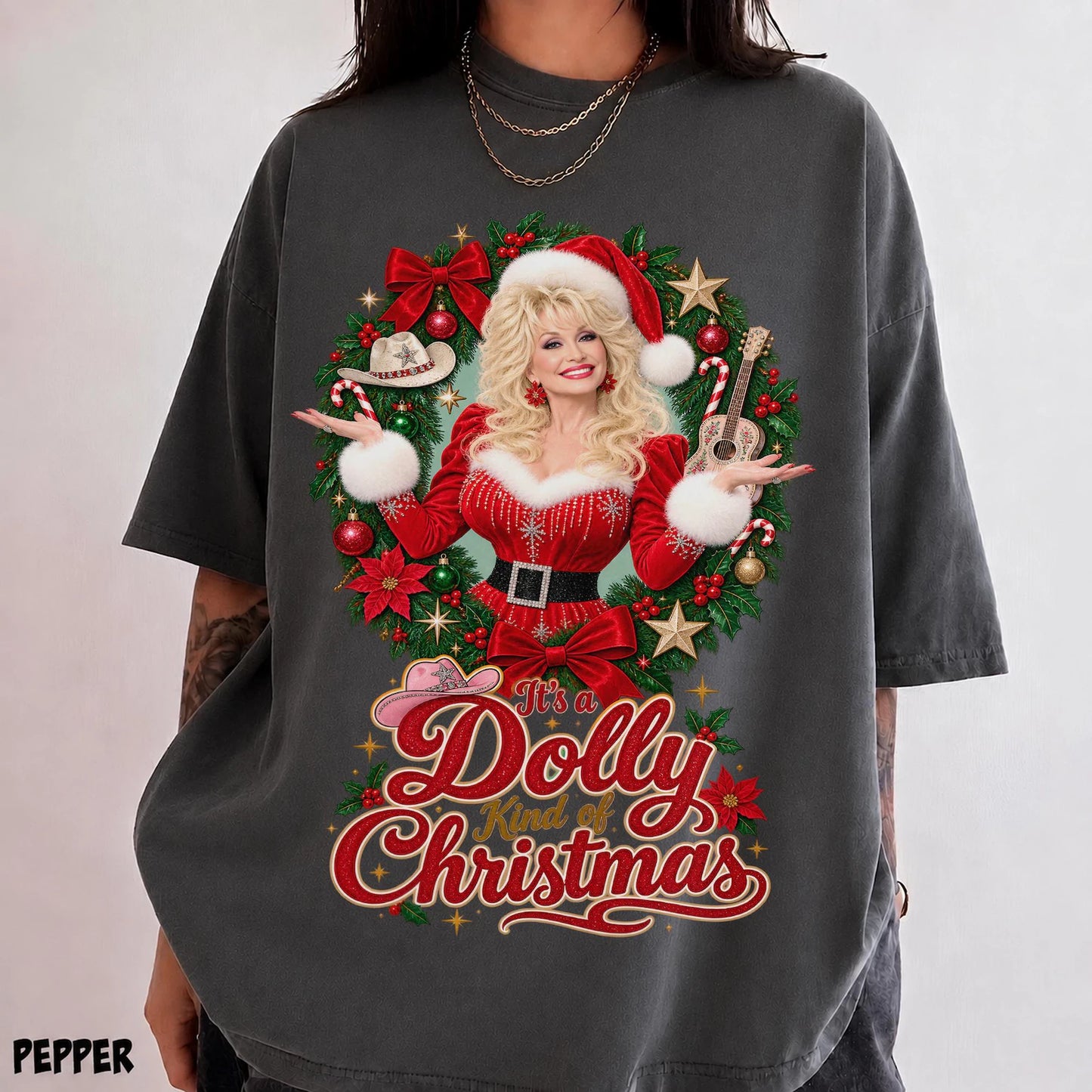 It's a Retro Christmas Wreath Country Star Holiday T-Shirt