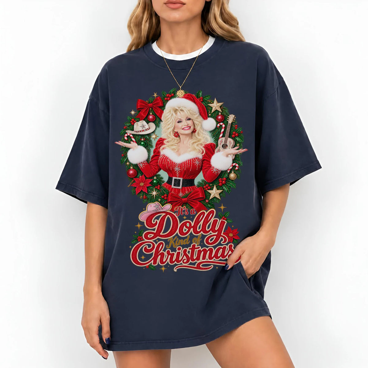 It's a Retro Christmas Wreath Country Star Holiday T-Shirt