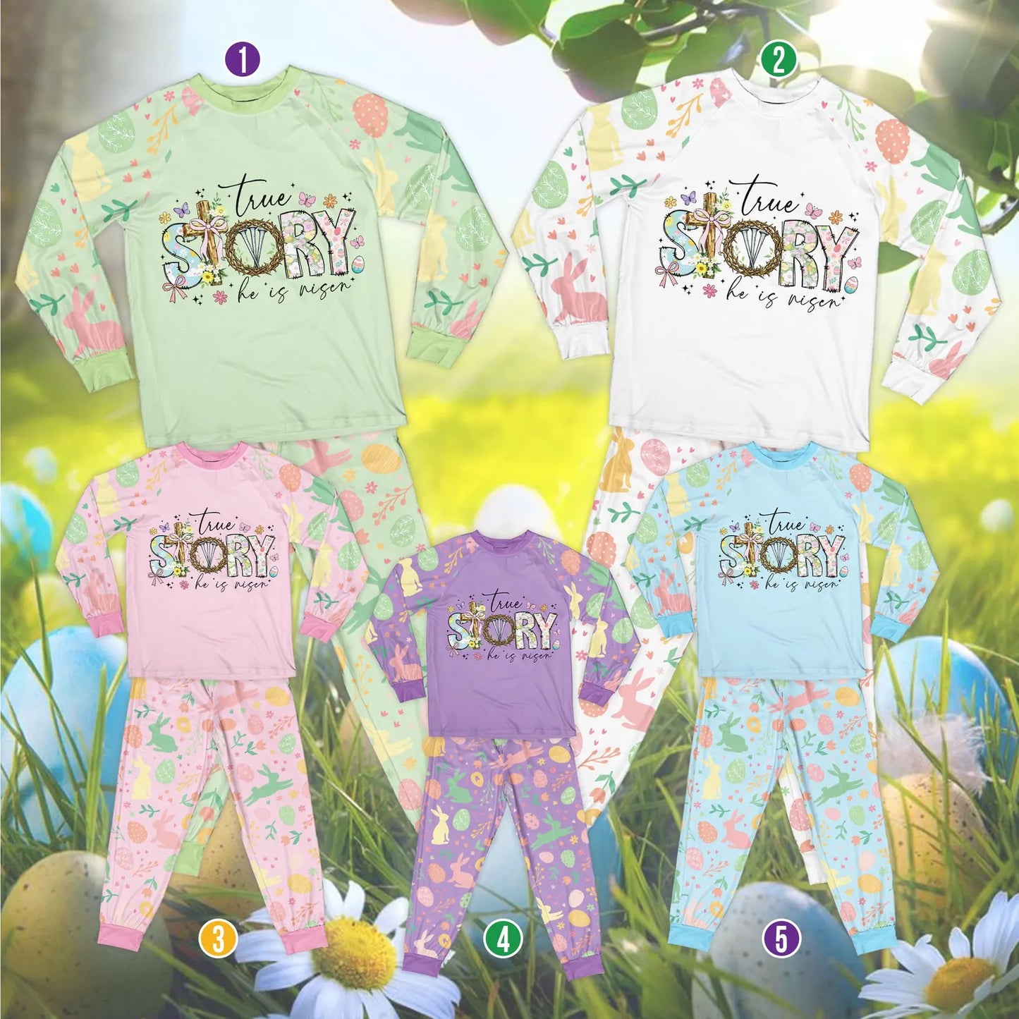 Floral Christian Easter Pajama Set – Bible Verse Faith Sleepwear