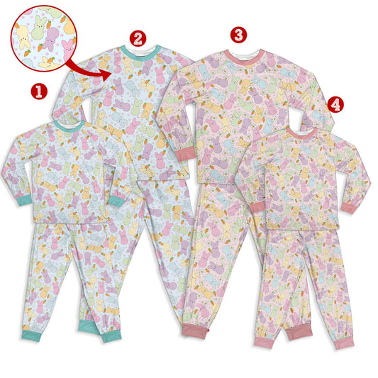 Easter Bunny Pajama Set Long Sleeve – Matching Family Rabbit PJs, Cute Easter Pajamas for Mom, Dad and Kids, Spring Sleepwear