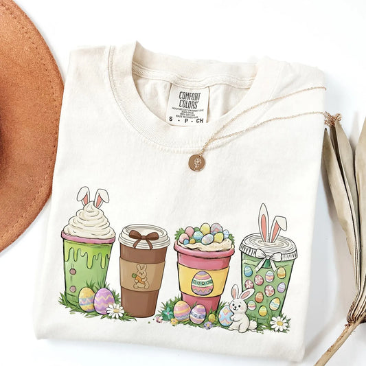 Easter Bunny Coffee Shirt – Comfort Colors Cute Coquette Happy Easter Day Tee
