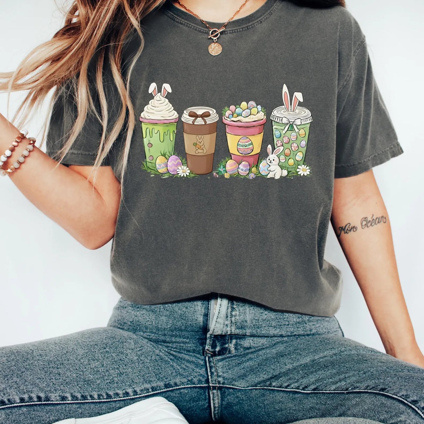 Easter Bunny Coffee Shirt – Comfort Colors Cute Coquette Happy Easter Day Tee
