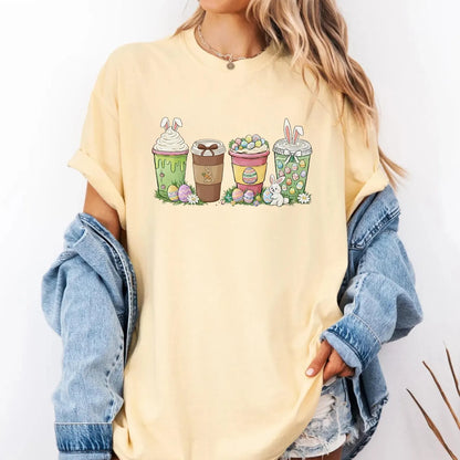 Easter Bunny Coffee Shirt – Comfort Colors Cute Coquette Happy Easter Day Tee