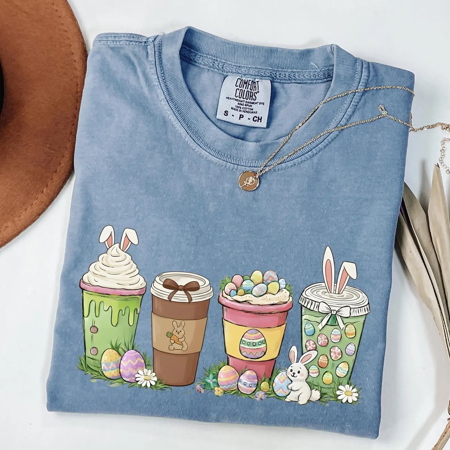 Easter Bunny Coffee Shirt – Comfort Colors Cute Coquette Happy Easter Day Tee