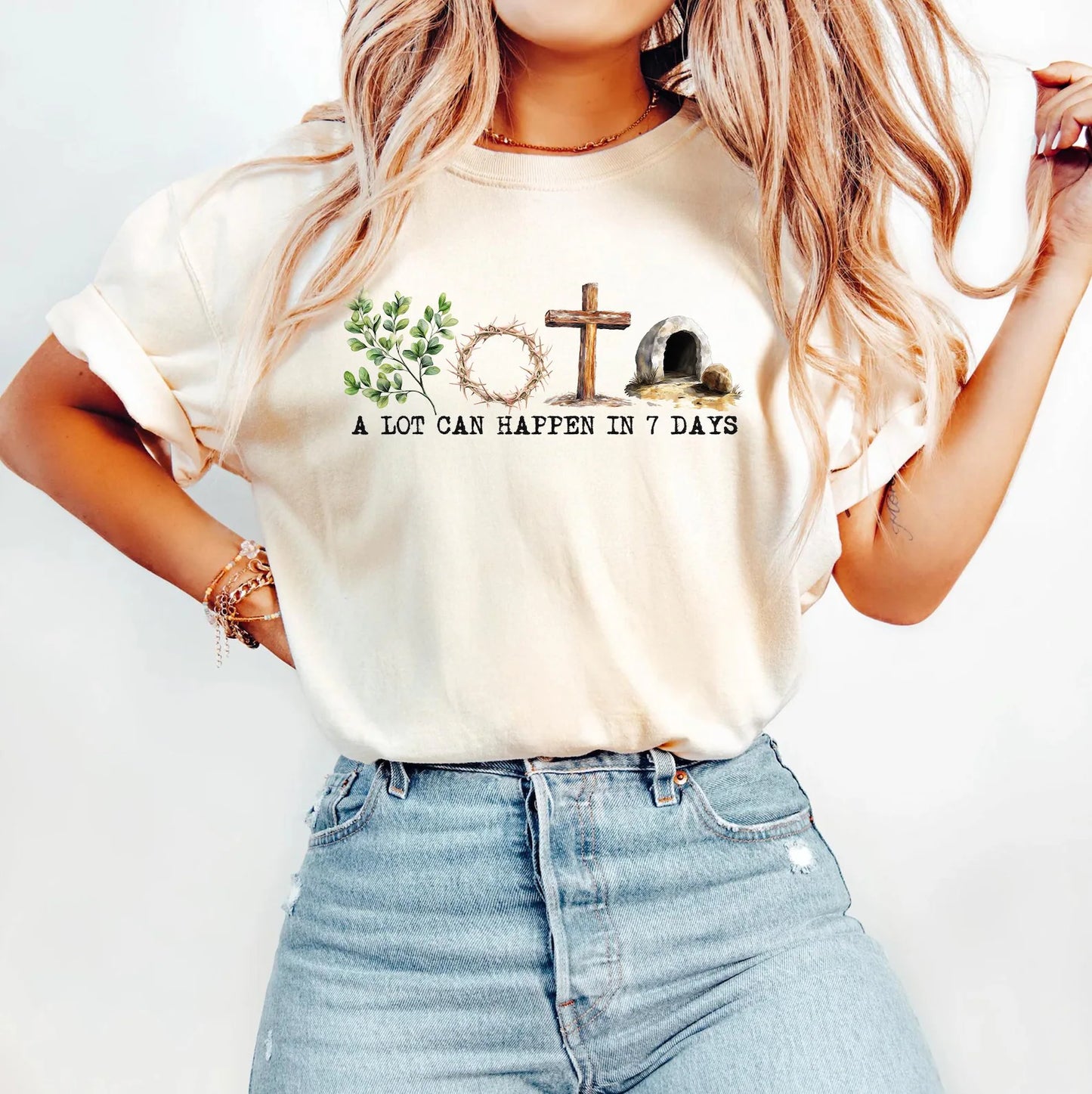 “A Lot Can Happen in 7 Days” Christian Easter Shirt – Faith Resurrection Graphic Tee