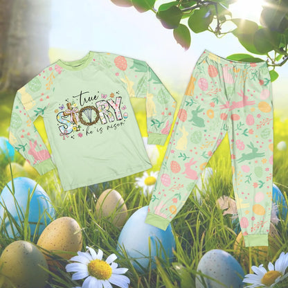 Floral Christian Easter Pajama Set – Bible Verse Faith Sleepwear