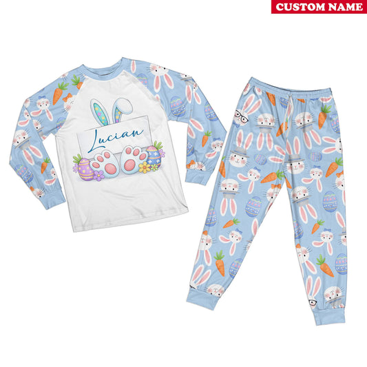 Matching Family Easter Pajamas – Custom Name Bunny PJs Set, Cute Personalized Easter Rabbit Sleepwear for Kids & Adults