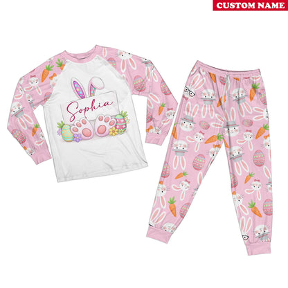 Matching Family Easter Pajamas – Custom Name Bunny PJs Set, Cute Personalized Easter Rabbit Sleepwear for Kids & Adults