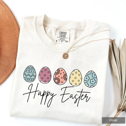Happy Easter Retro Shirt – Comfort Colors Egg Hunt Bunny Graphic Tee, Cute Spring Outfit