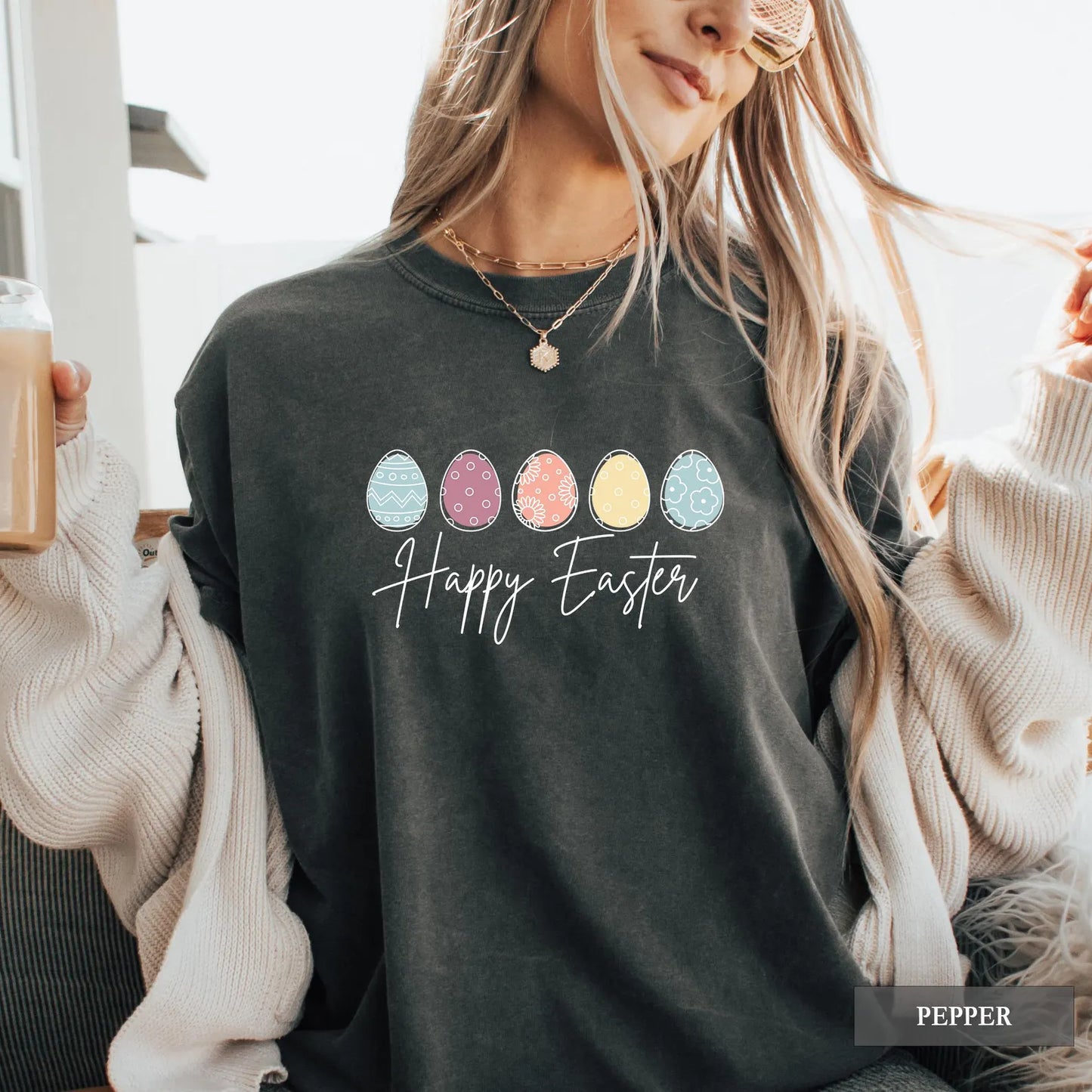 Happy Easter Retro Shirt – Comfort Colors Egg Hunt Bunny Graphic Tee, Cute Spring Outfit