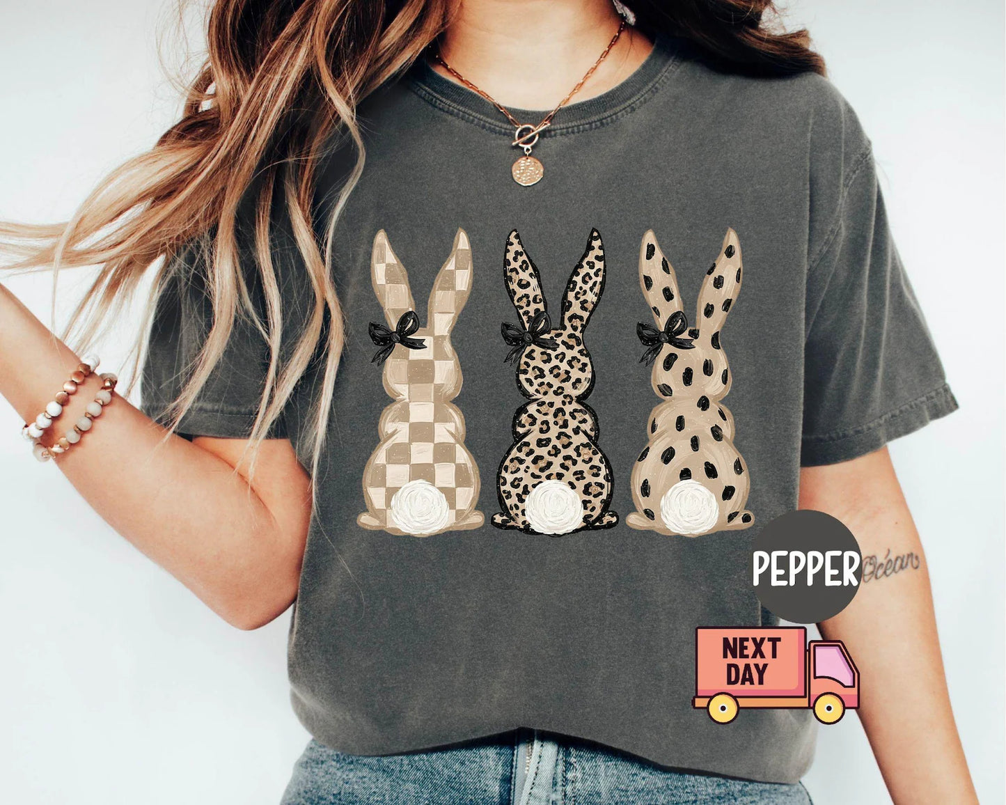 Coquette Easter Bunny Shirt – Comfort Colors Cute Rabbit Graphic Tee