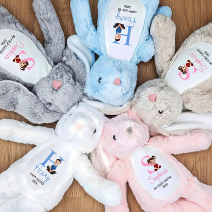 Initial Name Cute Cartoon Personalized Bunny Plush Custom Name Easter Bunny Stuffed Animal Baby Shower Gift Newborn Keepsake