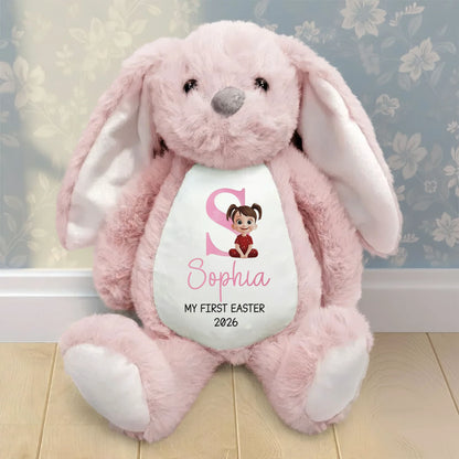 Initial Name Cute Cartoon Personalized Bunny Plush Custom Name Easter Bunny Stuffed Animal Baby Shower Gift Newborn Keepsake