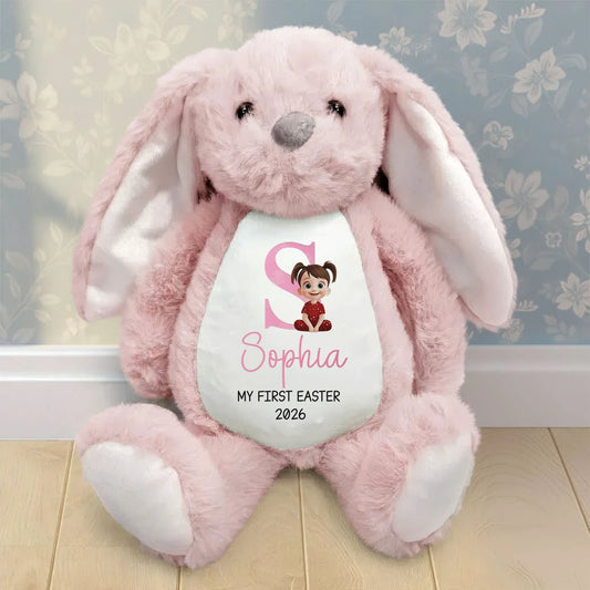 Initial Name Cute Cartoon Personalized Bunny Plush Custom Name Easter Bunny Stuffed Animal Baby Shower Gift Newborn Keepsake