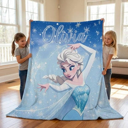 Custom Name Magical Snow Princess Blanket