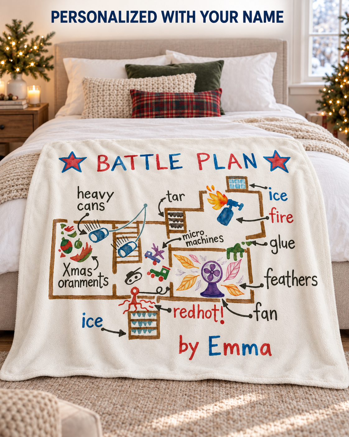 Personalized Battle Plan Blanket – Custom Name Christmas Gift