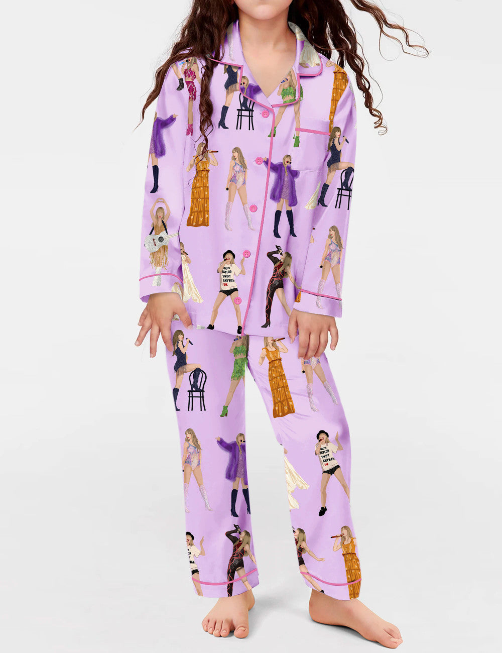 Swifttie Era Inspired Satin Pajama Set, Music Artist Print Sleepwear for Women & Kids, Matching Family Nightwear Gift