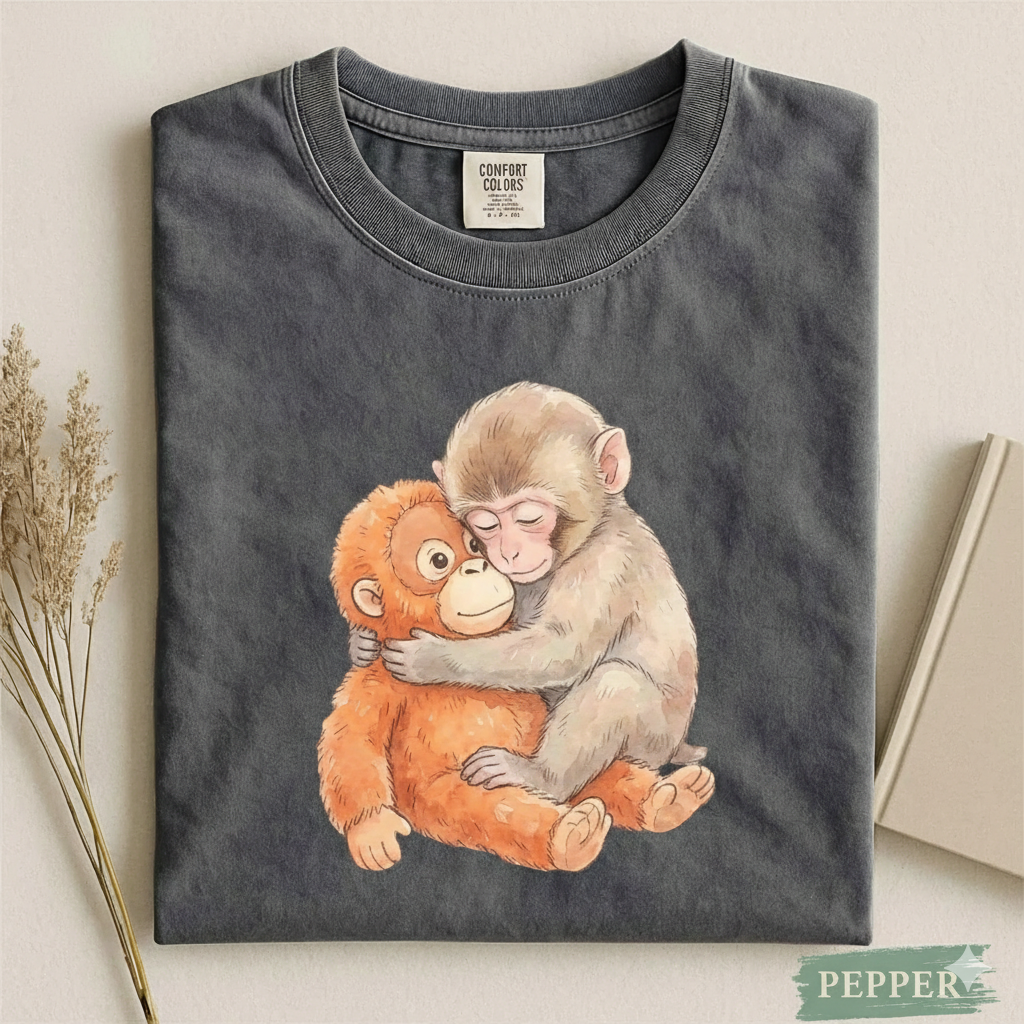 Monkey Punch Comfort Colors Shirt – Baby Monkey Plush Graphic Tee | Cute Cozy